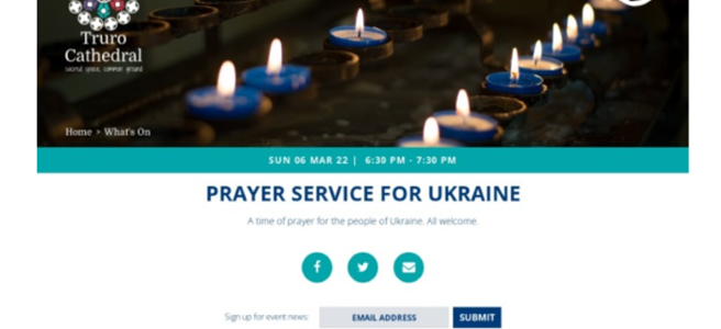 Prayer service for the Ukraine at Truro Cathedral